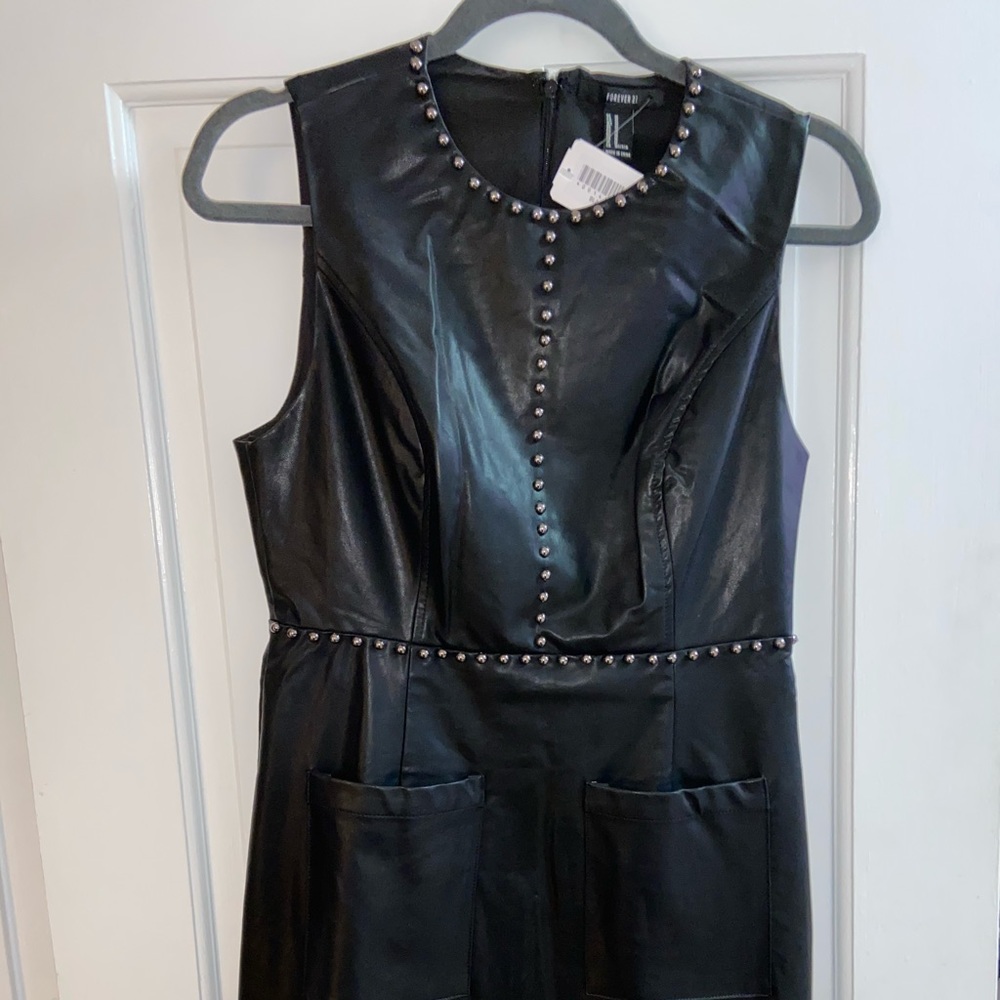 Black leather dress